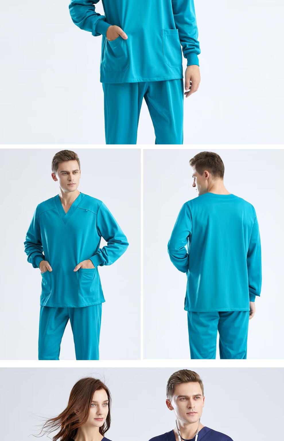 刷手服生弹力洗手衣男女长短袖刷手服口腔科室护士服定制款 女款 01