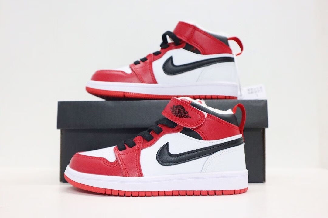 aj儿童鞋男女童新款加绒加厚魔术贴高帮板鞋篮球鞋帅气运动鞋潮 黑金