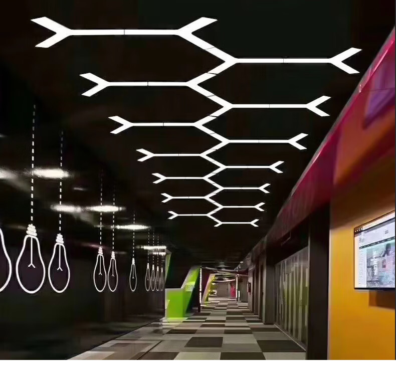 办公灯led长条办公室吊灯健身房网咖舞蹈室理发店市店铺造型 灯 定做