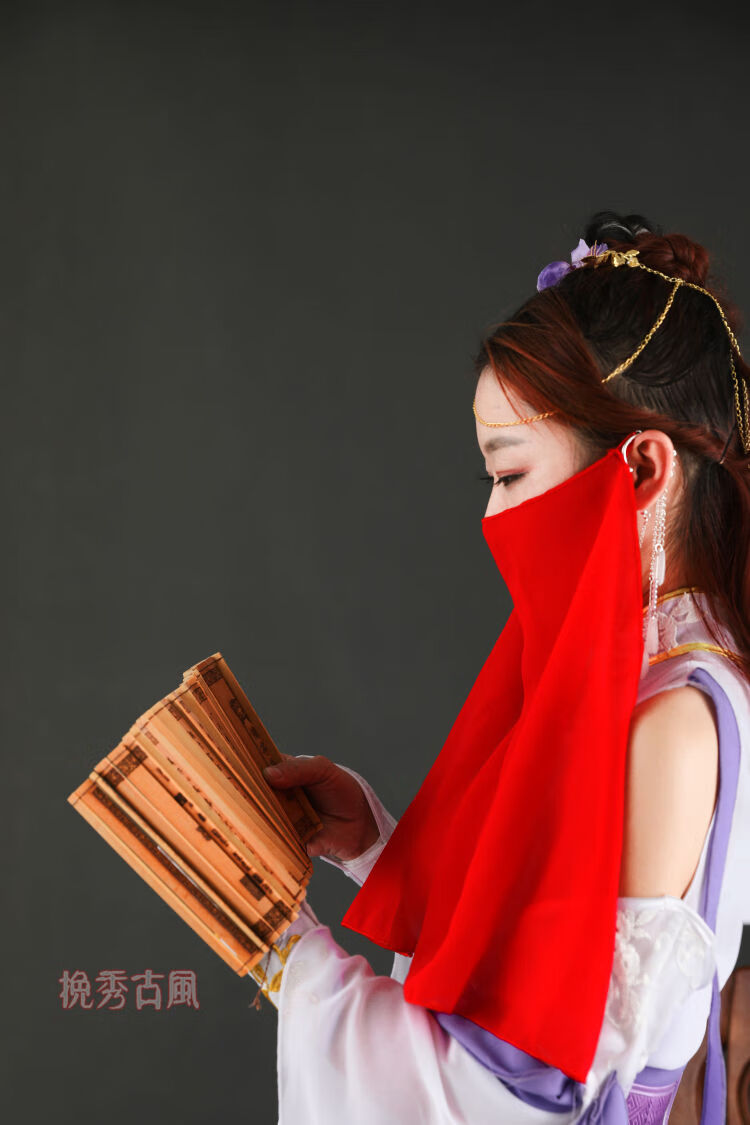 新品面纱古风挽秀古风雪纺面纱汉服遮面蒙面防晒配饰仙女古装纱巾挂耳