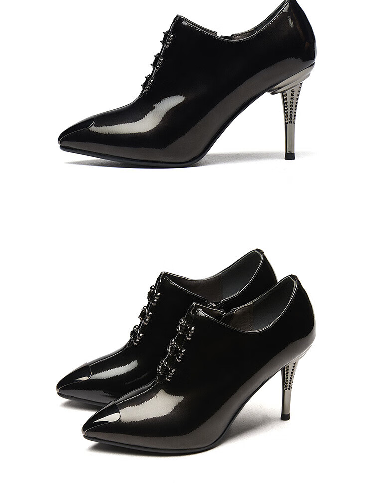 康奈【商场同款】女深口单鞋漆皮款女士深口鞋尖头细跟女时装鞋女鞋