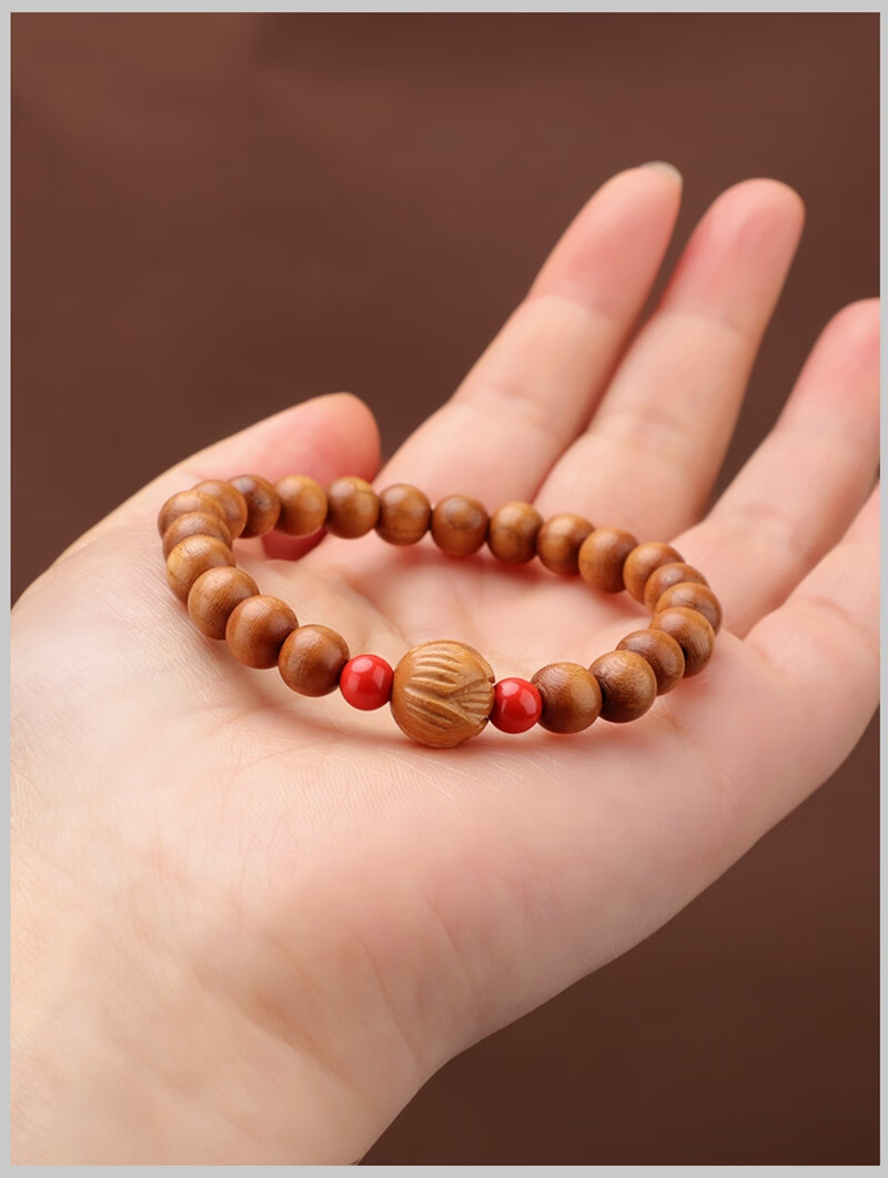 老桃木手串设计感老桃木莲花朱砂手链文艺男女木手串复古民族风本命年