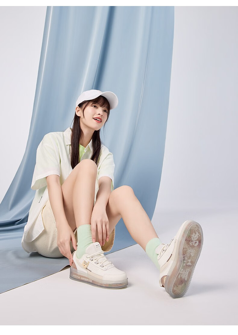 【618预售】【果冻鞋】安踏板鞋男女2022夏季新款透明底休闲小白鞋
