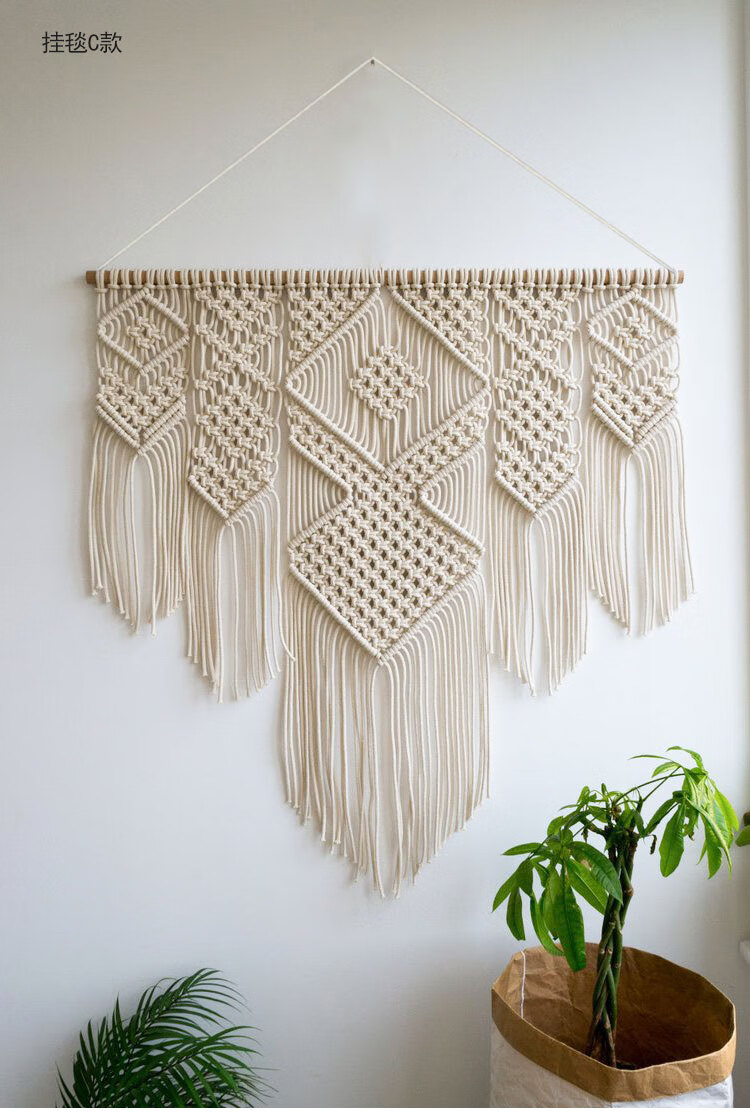 欧流苏挂毯手工编织民宿装饰床头玄关艺术挂饰波西米亚客厅壁毯挂毯c