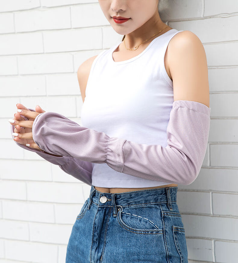 黑泽木夏天袖套女骑车夏季半指防晒手套袖套女长款透气棉布开车骑车护