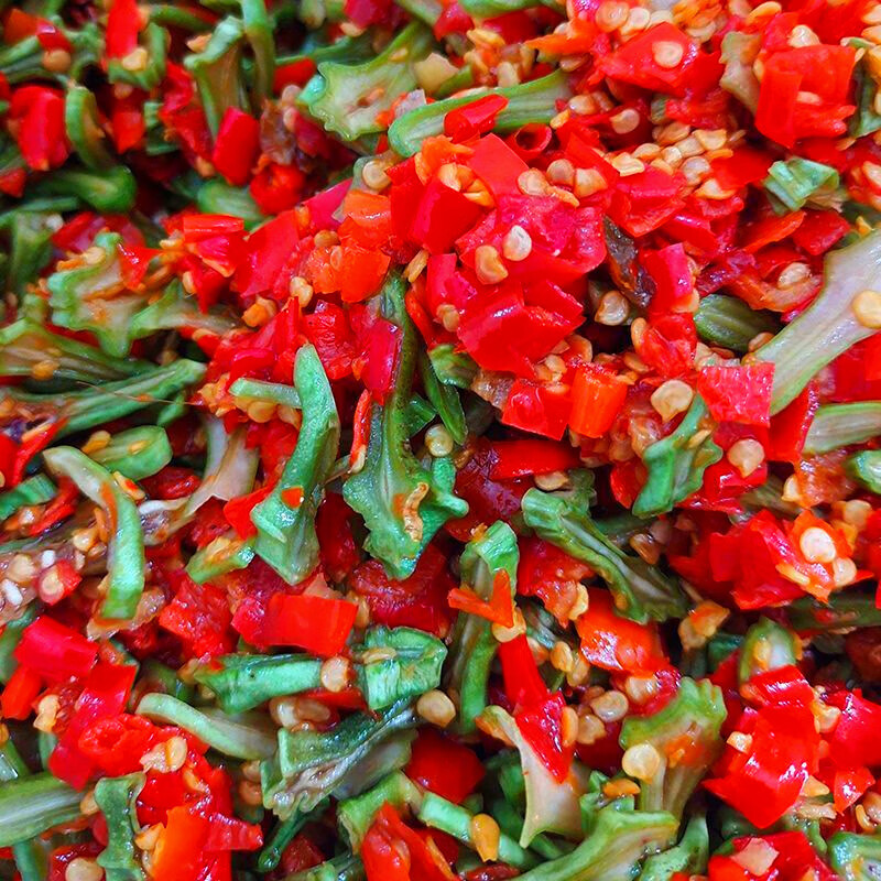 湖南永州道县特产剁椒刀豆460克/袋装 农家手工腌制剁辣椒刀扁豆瓶装