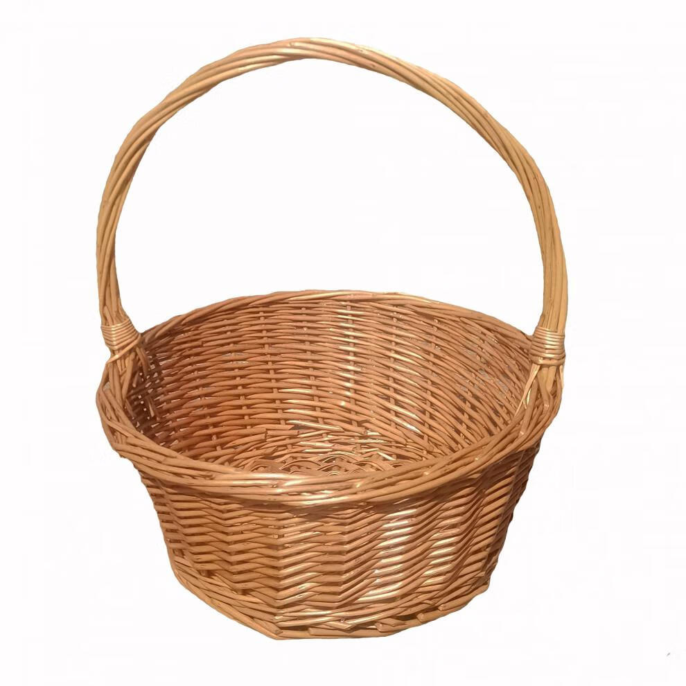柳编小篮手提篮编收纳篮编织篮儿童采摘野餐篮迷你小篮子 椭圆蜜糖色