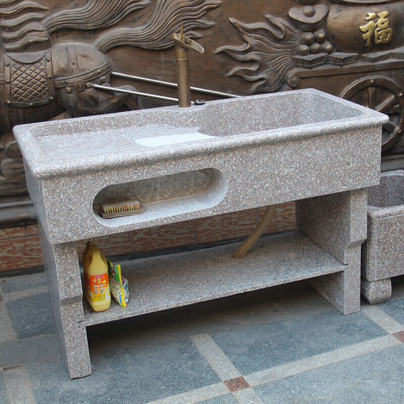 大理石头洗衣水槽家用阳台花岗岩洗衣池带搓衣板整石材板洗衣台盆龙