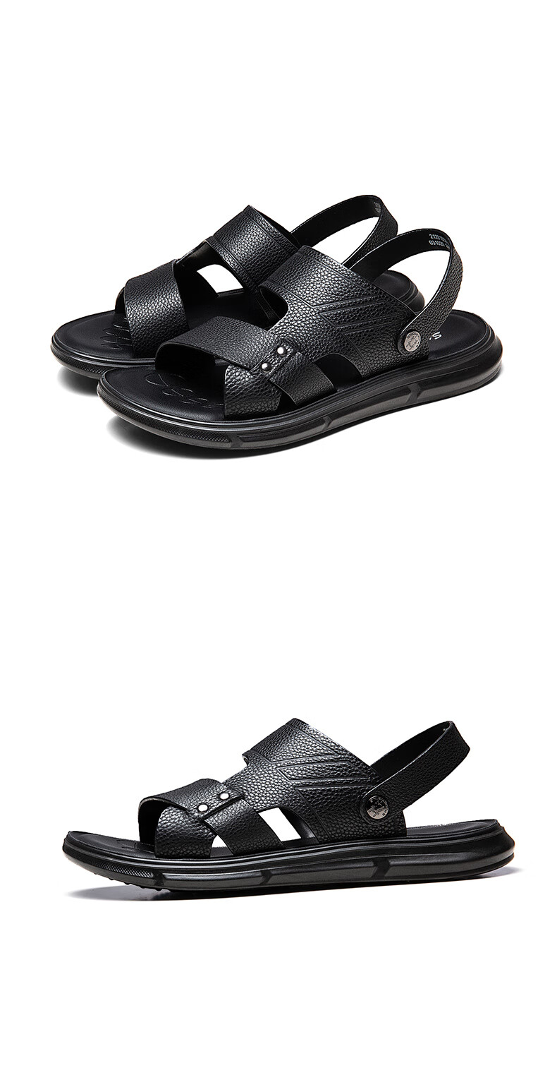 蜘蛛王凉鞋男夏季新款皮凉鞋潮流简约男士休闲鞋凉拖两穿户外防滑个性