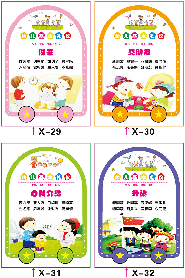 幼儿园礼仪标语海报宣传学校班级文明文化挂图校园学习活动墙贴纸 【1