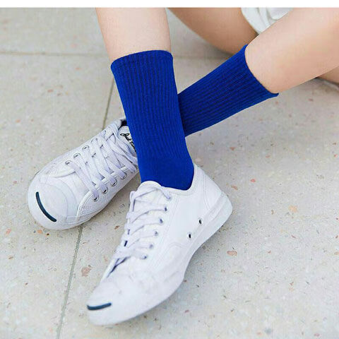 诺菲熊袜子女中筒袜秋冬季日系韩版学生堆堆袜克莱因蓝色女男中长筒