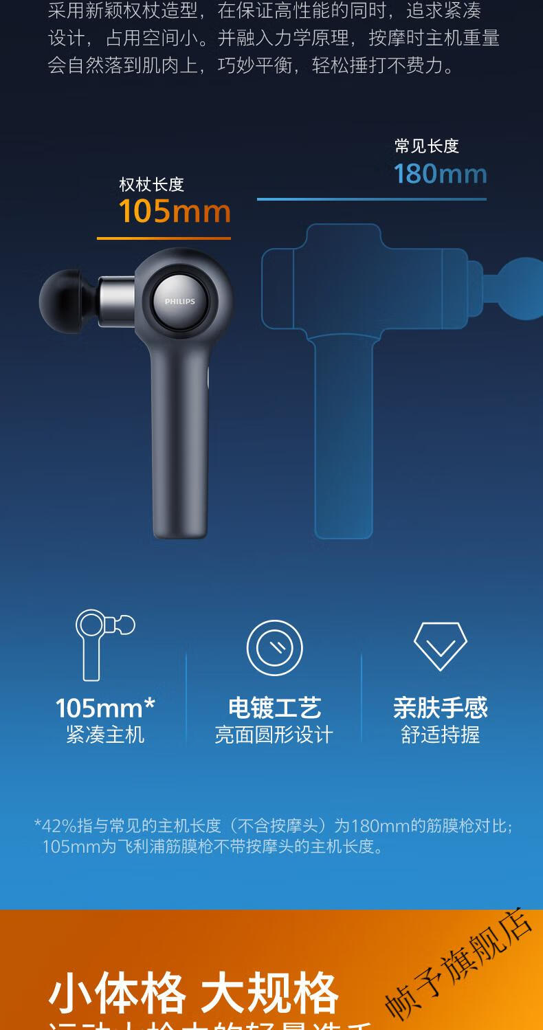 【净享舒适】飞利浦(philips)运动筋膜枪肌肉放松器筋膜机颈膜枪肩颈