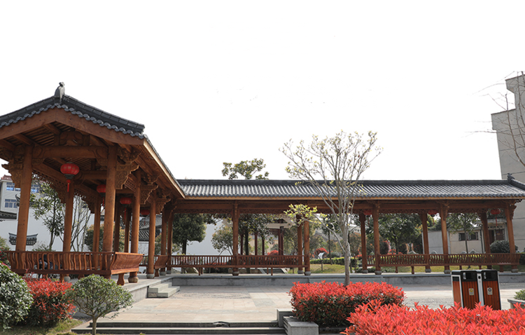 辉升户外古建长廊园林景观仿古廊亭庭院防腐实木青瓦水榭亭廊竹节瓦直