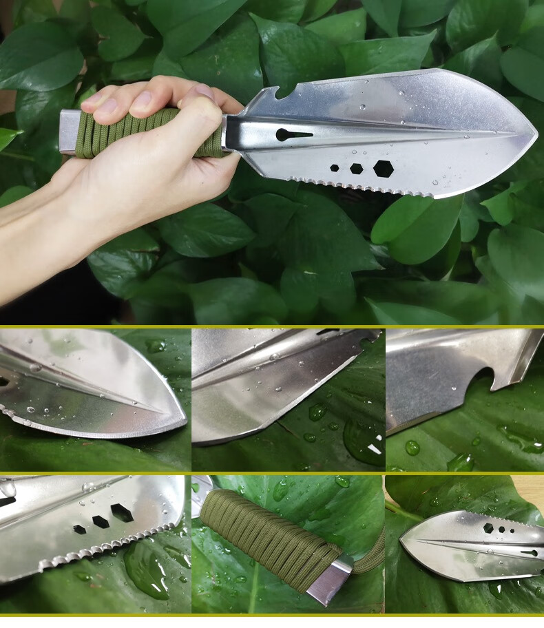 不锈钢多功能户外小铲子便携小手铲迷你工兵铲军工铲子多功能铁锹野外