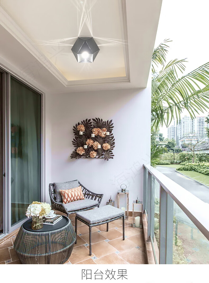 灯吊顶入户灯阳台吸顶灯门厅极简射灯同款暗装12w三色灯泡大号黑色