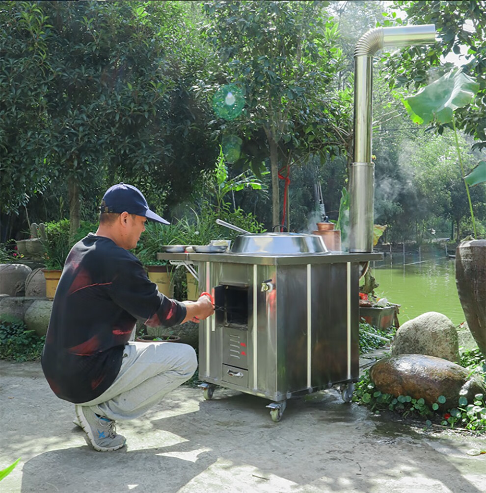 带水箱室内大锅无烟节能户外野炊炉烧木柴土灶台加厚款64cm单灶大礼包