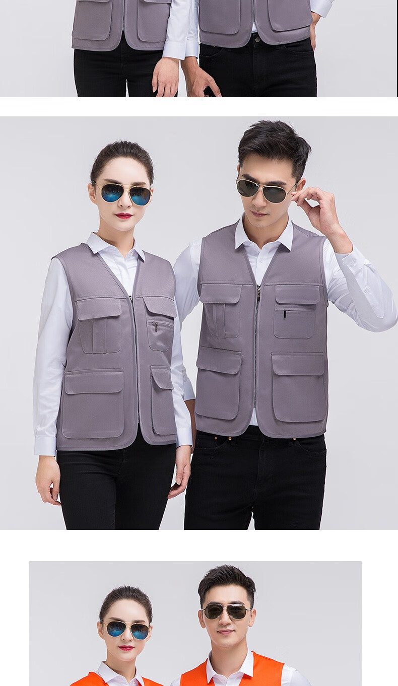 马甲开衫工作服建筑工程服马夹婚庆摄影多兜劳保马甲定制印loo黑色可