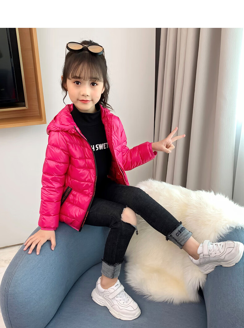 女童服轻薄短款9女孩11外套6岁7儿童装8中大童12秋冬季上衣10浅紫a偏