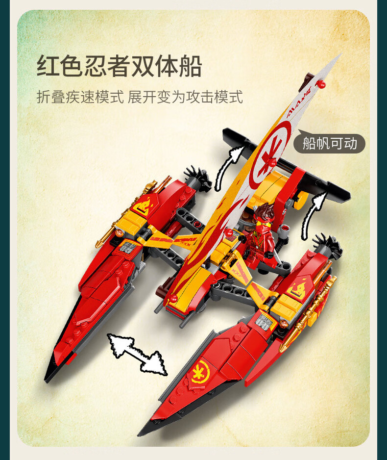 森宝积木兼容乐高新品幻影忍者系列7748双体船海战拼装男孩子62岁8