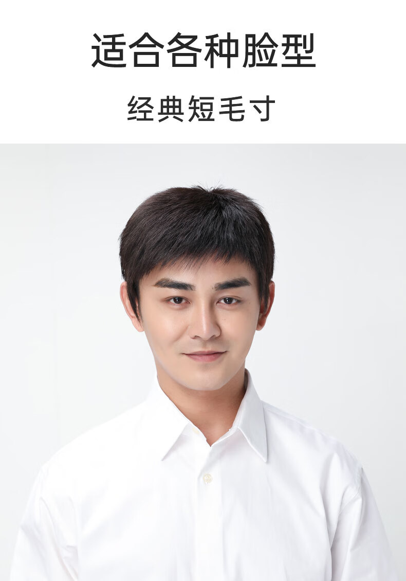 柏依诗假发男短发男士帅气中老年假发套全真发毛寸平头自然透气全头套