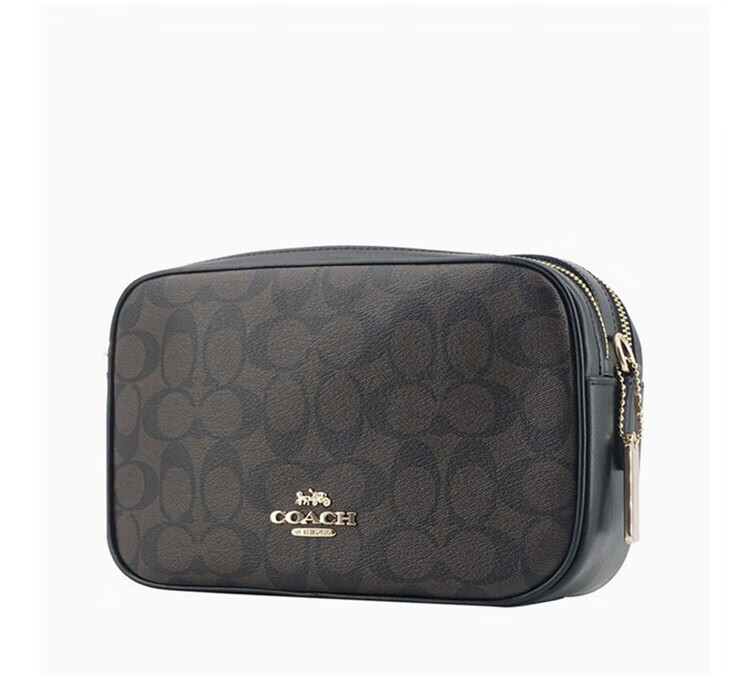 coach蔻驰女包c纹老花小号相机包单肩斜挎包相机包黑色f91677imaa8