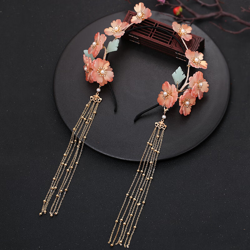 福铂睿(fbri)古风汉服发箍头饰带流苏吊坠配饰森系古装花朵发饰女生