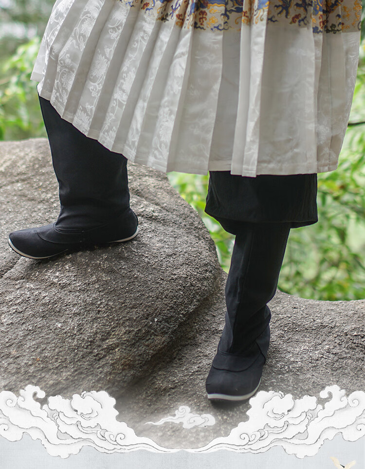 【冬天古装武侠靴】圆图传统服饰汉服皂靴男帆布汉靴子宋明制男女汉鞋