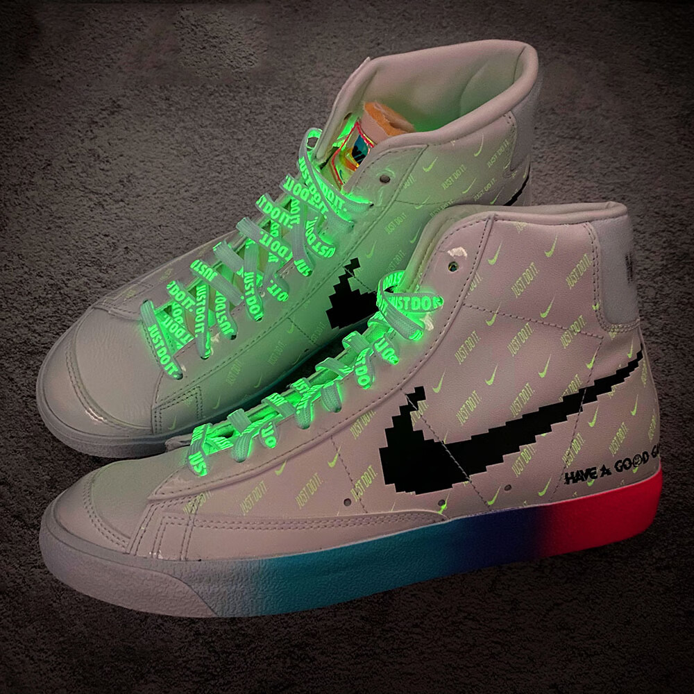 适配nike耐克af1白镭射游戏夜光渐变goodgame魔术贴blazer电玩像素