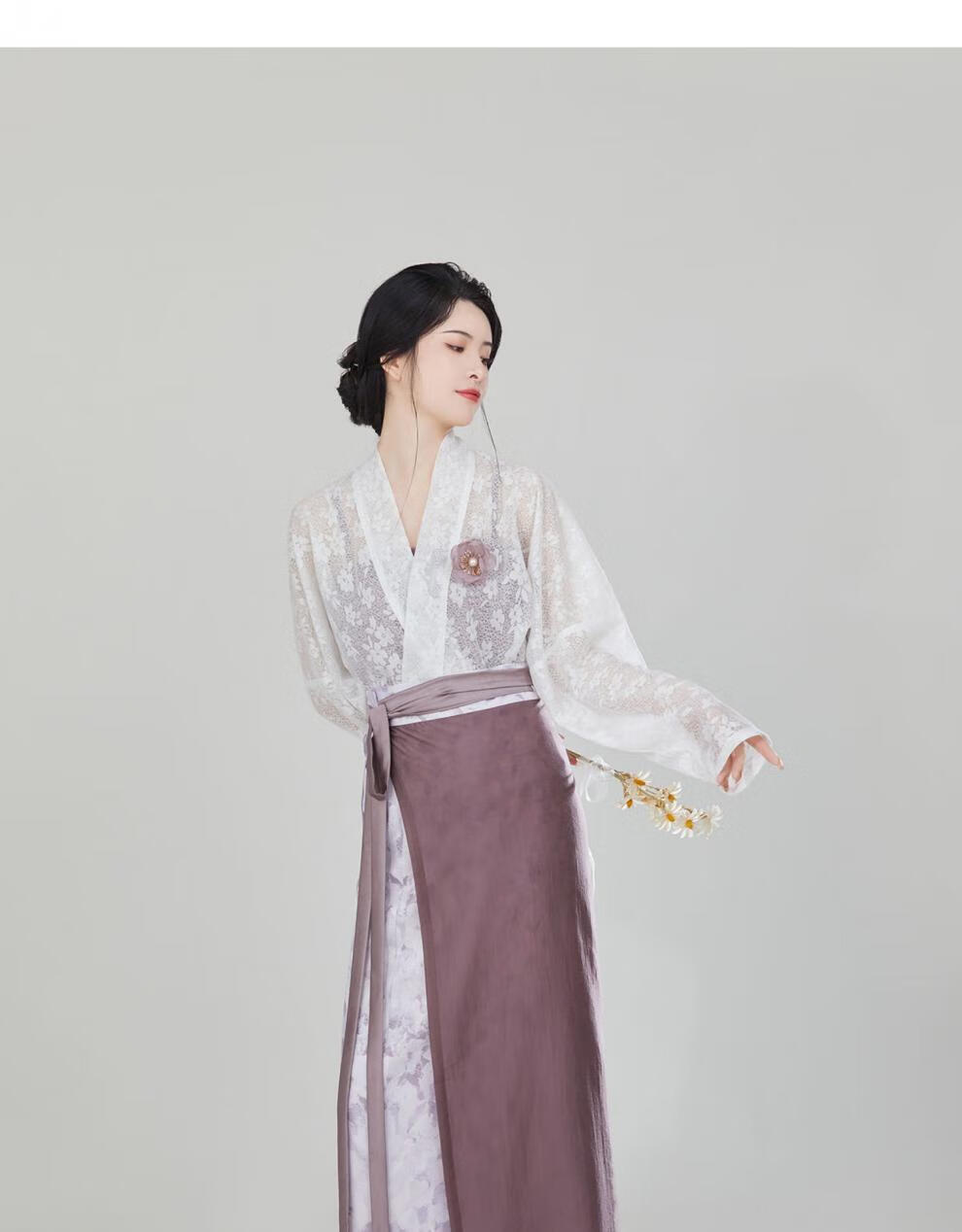 织造司汉服宋制欧根纱长干寺半臂改良拼接印花旋裙飞机袖s