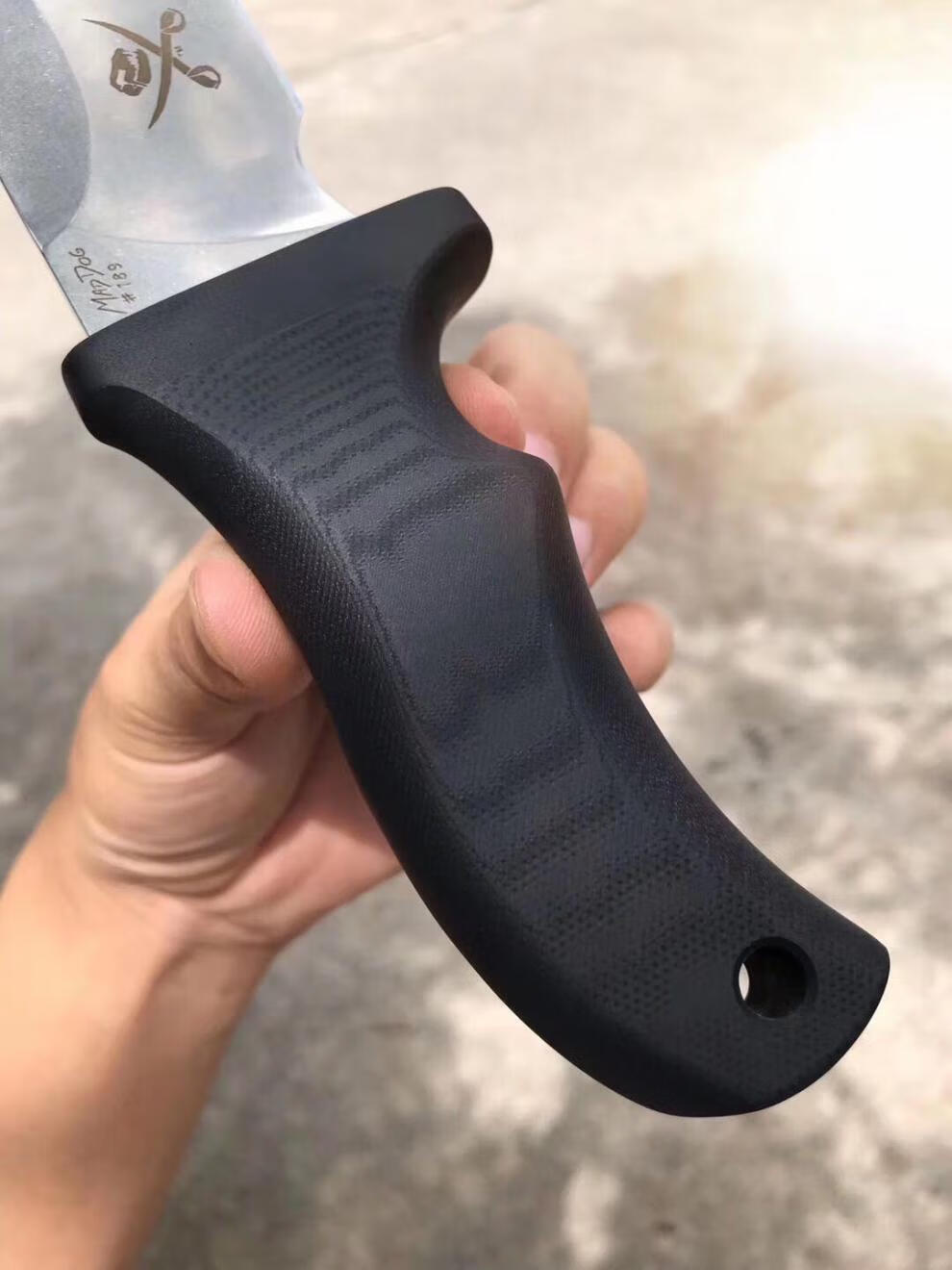 深山野外直刀锋利实用大马士革小刀直刀g10柄手工锻打礼品收藏野外