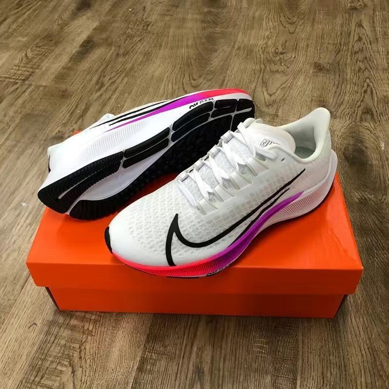 现货精选跑步鞋飞织登月37代男女跑步鞋飞马zoom白彩虹