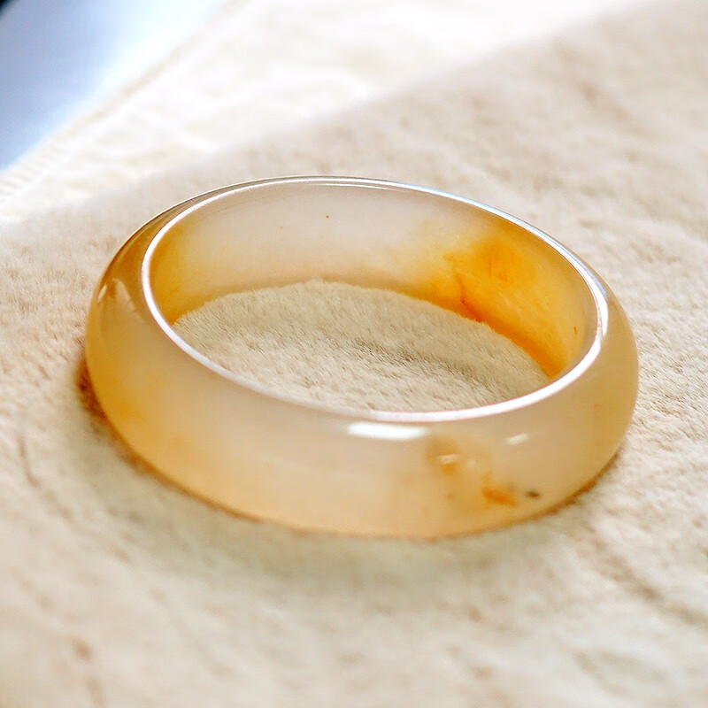 《七夕情人节礼物 》展缘 新疆黄籽料水晶玛瑙黄金丝玉宽镯女款宽手镯