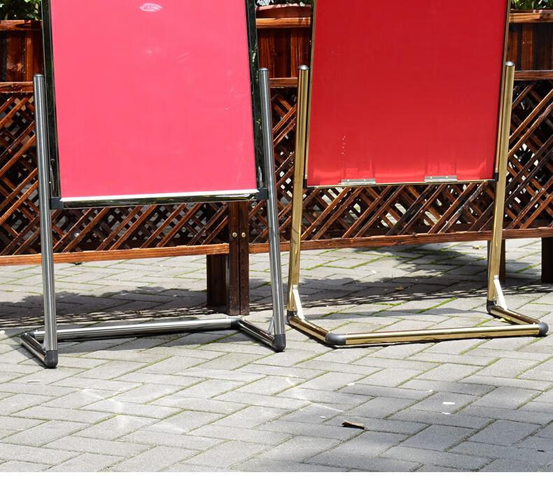 展示架招工牌子酒店l型脚迎宾牌架子广告牌pop支架双脚折叠银色6080