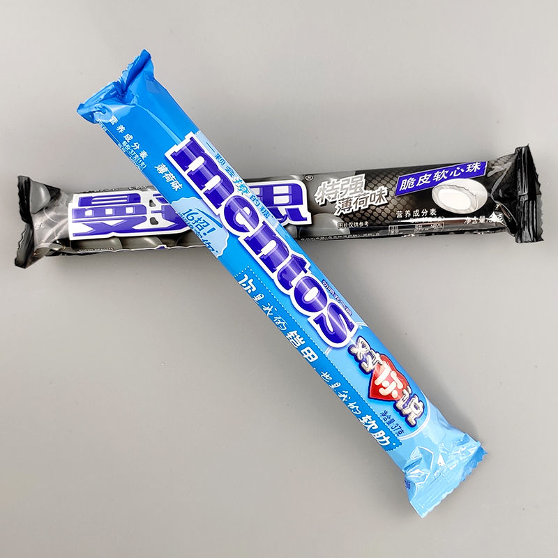 曼妥思薄荷糖2条37g多品种选项劲嚼充气条糖可乐水果味脆皮软心珠清新