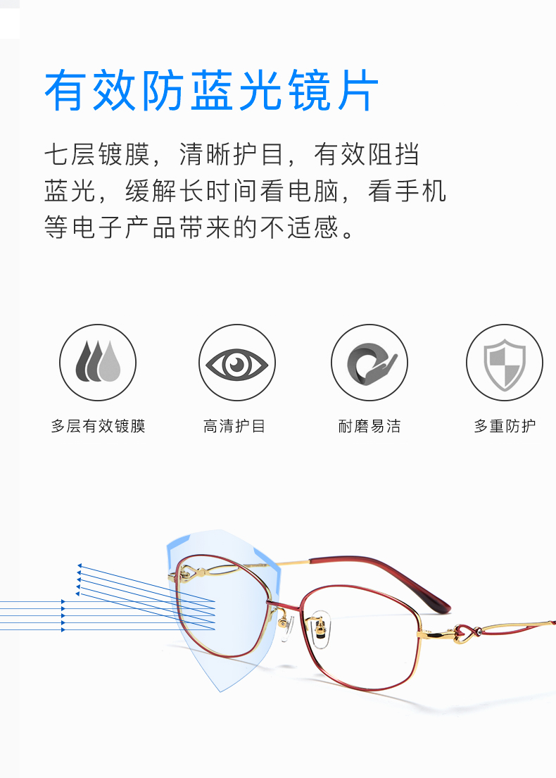年轻款老花镜女自动调节度数智能变焦防蓝光老花眼镜女时尚超轻防蓝光