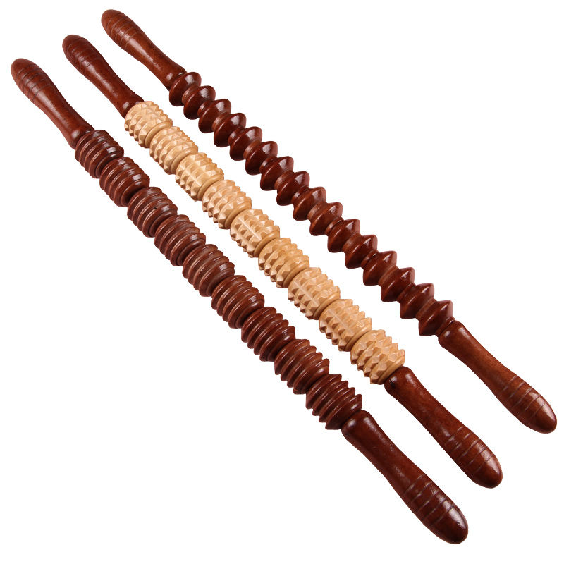 豫北木质经络按摩棒实木制按摩器背部腿部肚子滚轮按摩棒拍打锤瑜伽棒