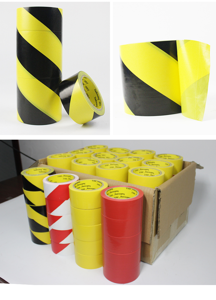 定制pvc警示胶带黑黄斑马线警戒地标贴地划线彩色地板胶带黑白斜纹23