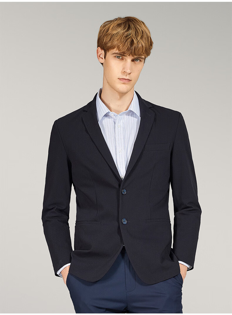 金利来官方直发西装男2020新品春新款男士修身时尚两粒扣针织款休闲