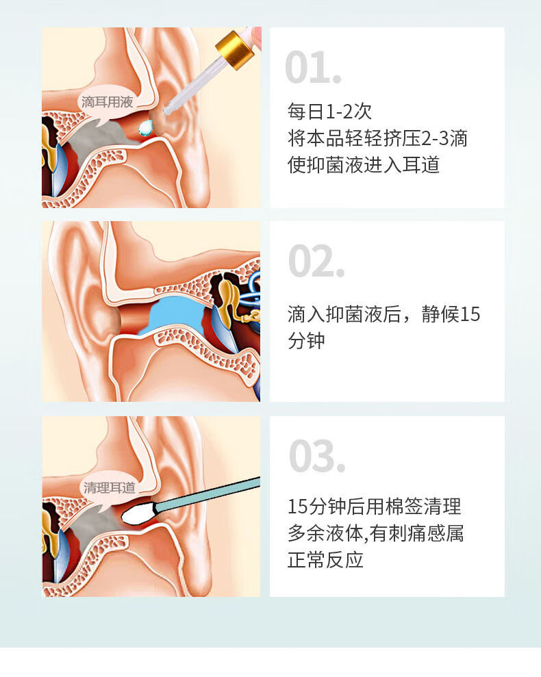 人用滴耳液耳朵痒中耳炎耳屎软化耳聋耳鸣神经性耳响洗耳液 三瓶