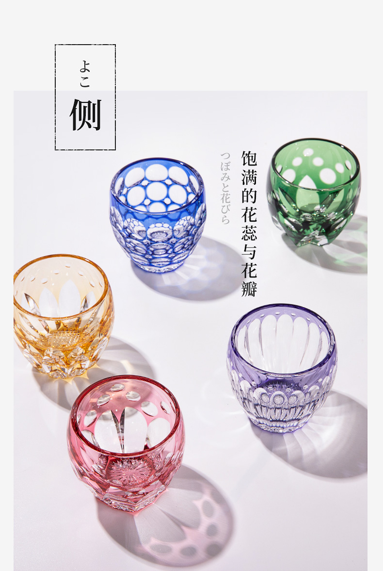 kagami杯子玻璃杯日本kagami江户切子传统手工水晶玻璃杯子樱花白酒