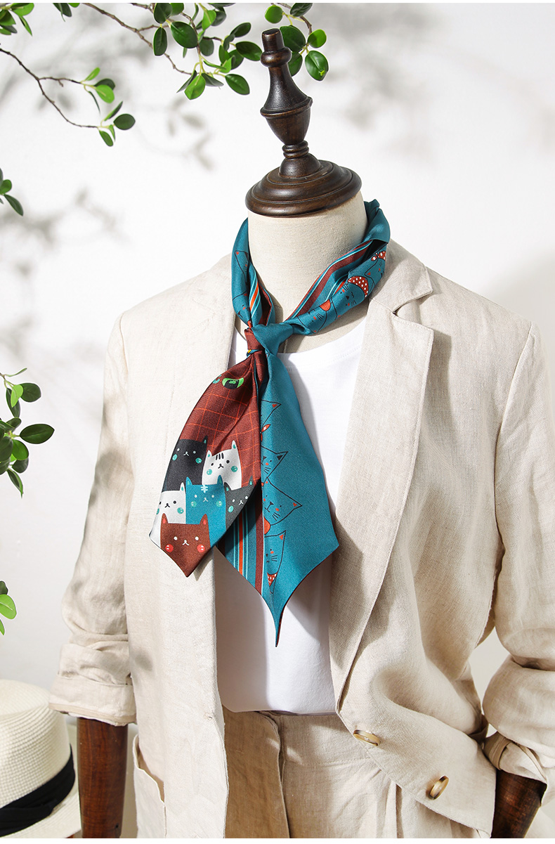 【好物】丝巾小长条搭西装真丝长条丝巾窄领带装饰巾女复古配色桑蚕丝