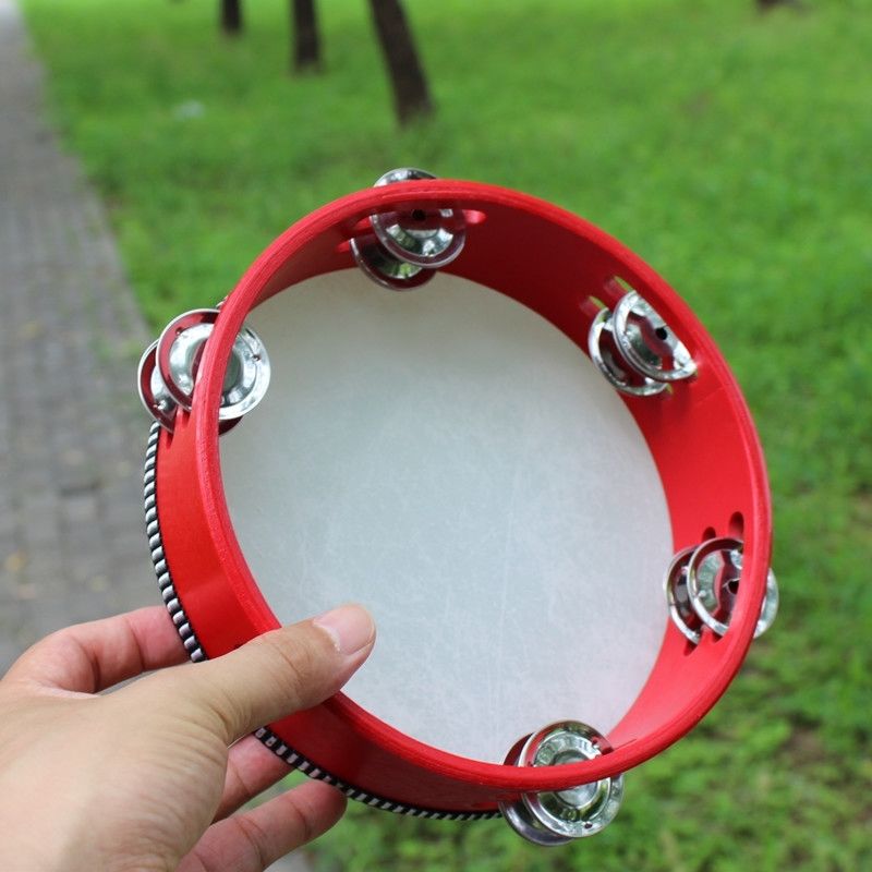 儿童铃鼓新疆舞蹈道具考级手拍鼓幼儿园老师用奥尔夫打击乐器甄萌 (红