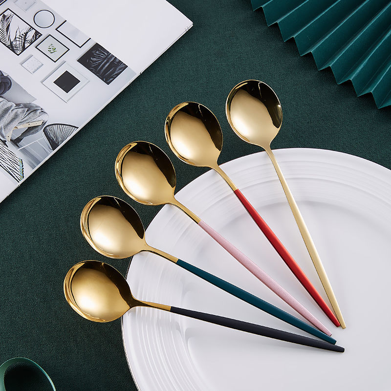 网红勺子家用西餐不锈钢吃饭汤勺大勺创意可爱长柄韩式甜品勺汤匙善曦