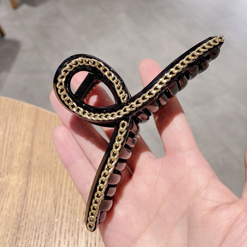 精选好礼韩版显气质金属链发夹风后脑勺洗澡抓夹丸子头夹子头饰发饰