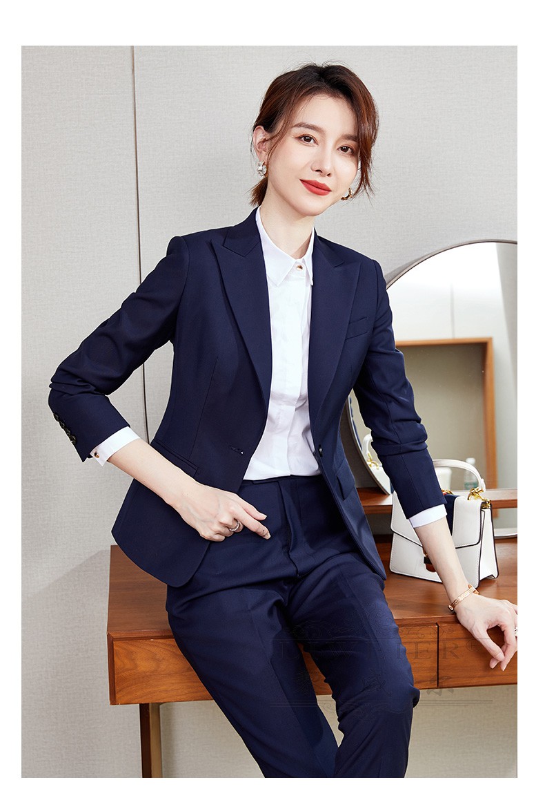正装女职业套装高端西装女气质经理正装面试工作服藏青色西装套装s