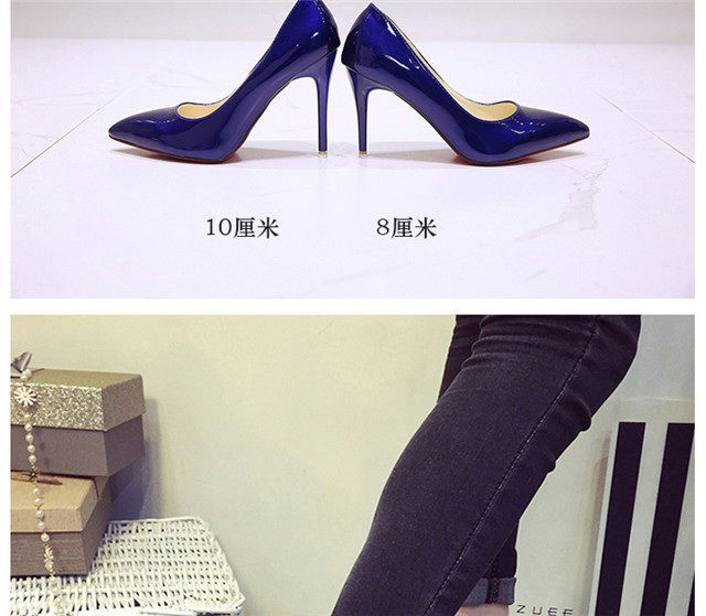 10cm恨天高情趣超高跟鞋调教高高跟鞋骚 性感细跟22厘米尖头马眼 蓝色