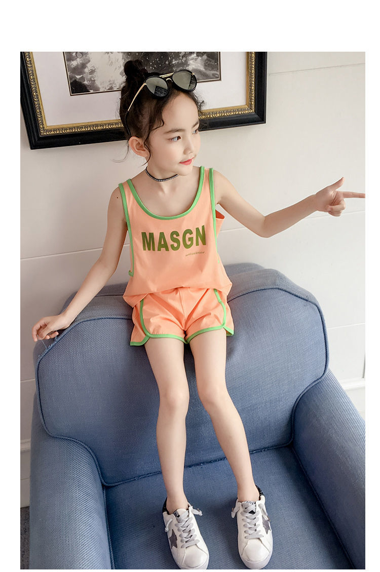 吊带短裤套装小孩子可外穿家居服无袖背心可爱外穿中大童夏装女孩洋气