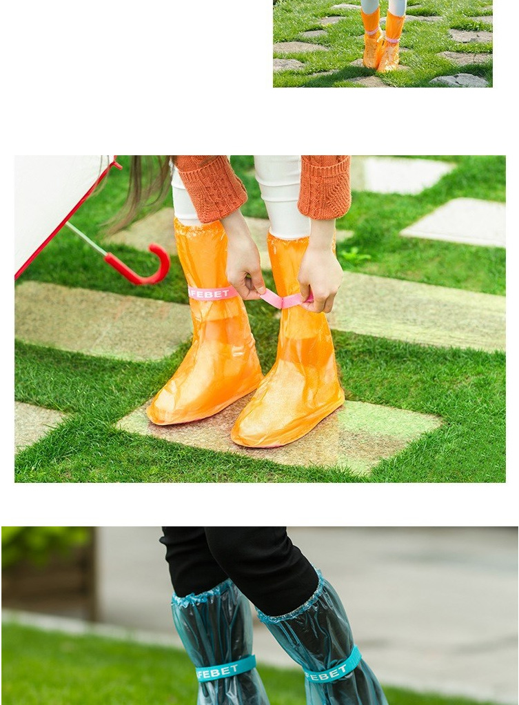 户外旅行防雨防水鞋套成人儿童男女中高筒防滑雨靴套蓝底蓝色鞋套xl42