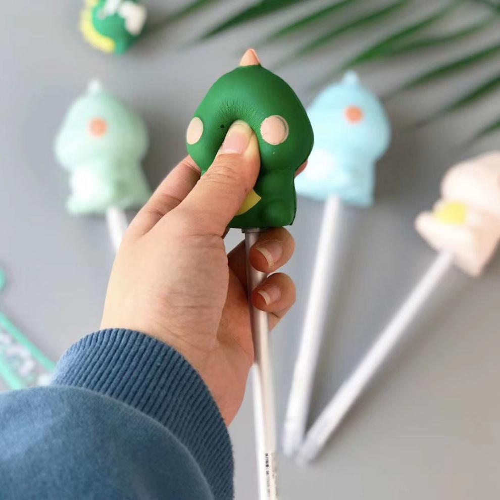 网红减压发泄笔中性笔可爱学生水笔黑笔解压笔一支花一支恐龙颜色随机