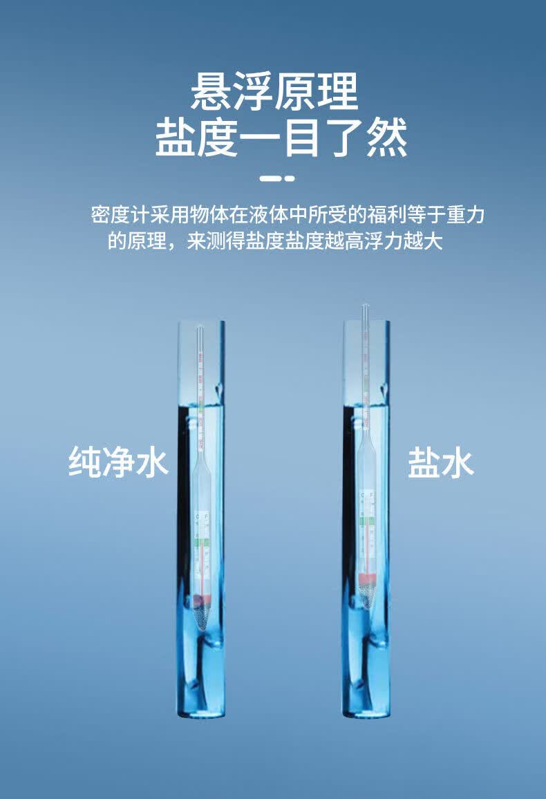 盐度计海水盐度计高精度密度计比重计浓度计水族海鲜缸养殖咸度测盐器
